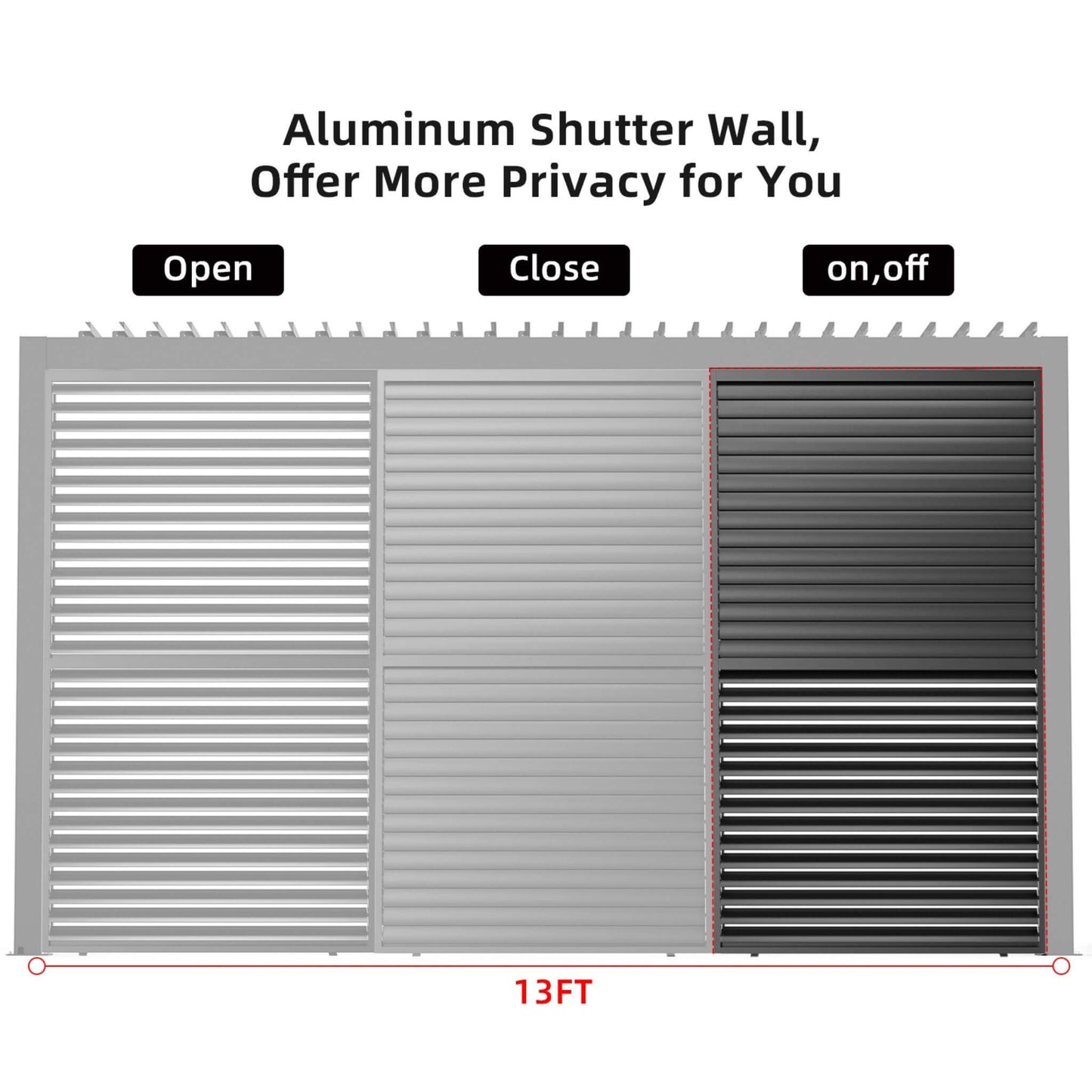 [04X07FT] Alora Premium Adjustable Aluminum Louvered Pergola With Side Wall Panel (SAK25458)