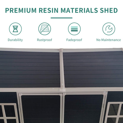 [06X08FT] Alora Outdoor Resin Patio Garden Shed With Floor, 2 Windows, And Lockable Doors (SAK54953)