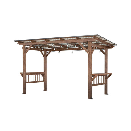 [06X13FT] Alora Durable Outdoor Hardtop BBQ Grill Shelter Gazebo With Shelves (SAK65420)