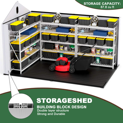 [08X12FT] Alora Large Polypropylene Storage Shed With Reinforced Floor And Lockable Swing Doors (SAK07451)