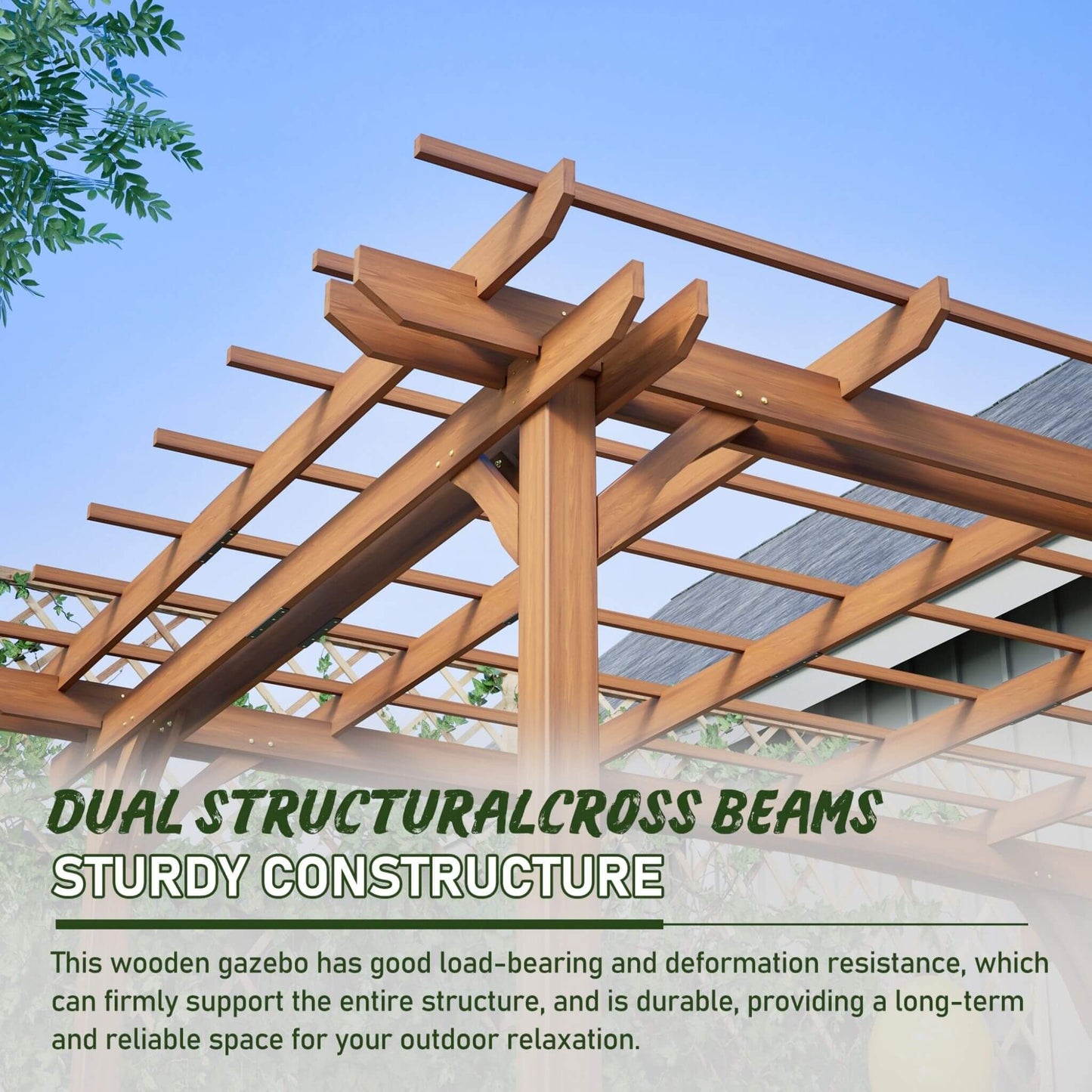 [10X12FT] Alora Premium Extra Large Outdoor Weather-Resistant Wooden Grape Pergola (SAK16278)