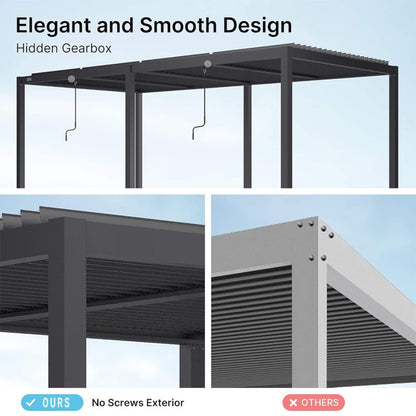 [10X19FT] Alora Premium Full Aluminum Patio Outdoor Louvered Pergola With Adjustable Hardtop Roof (SAK86352)