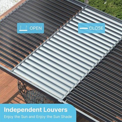 [10X19FT] Alora Premium Full Aluminum Patio Outdoor Louvered Pergola With Adjustable Hardtop Roof (SAK86352)