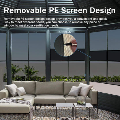 [12X12FT] Alora Prism Large Octagonal Sunroom Solarium With Lockable Sliding Doors And Galvanized Steel Sloping Roof (SAK47843)