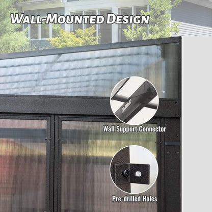 [12x16FT] Alora Pavilion Extra-Large All-Season Outdoor Wall-Mounted Sunroom Solarium With Detachable Polycarbonate Windows And Lockable Sliding Doors (SAK97835)