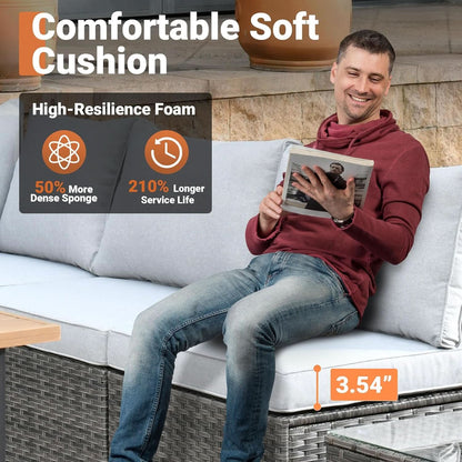 Outdoor Seven Piece Conversation Set with Coffee Table