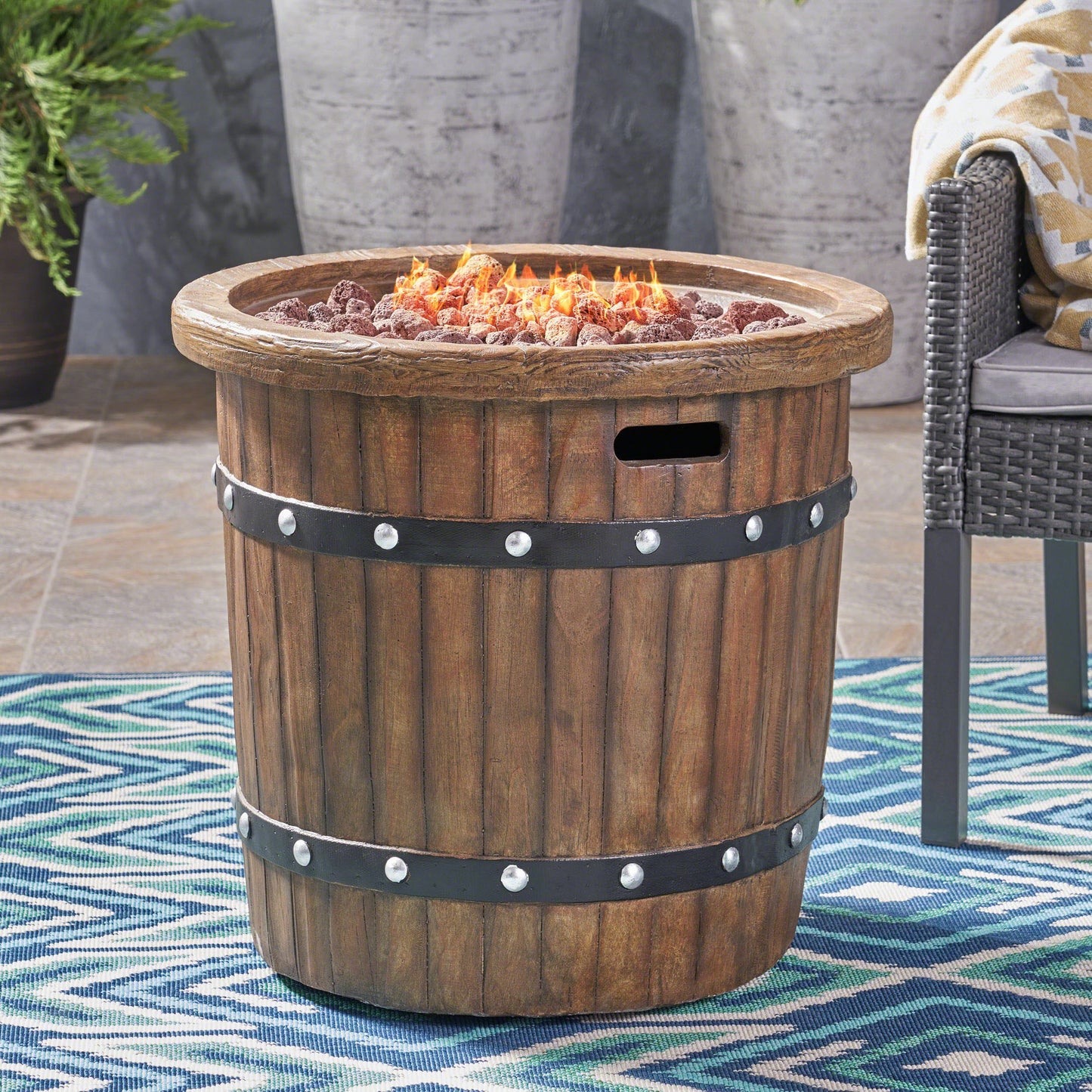 Alora 25-Inch Round 40K BTU Liquid Propance Concrete Fire Pit (SAK88764)