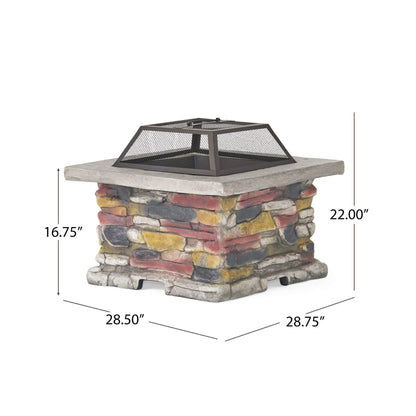 Alora 28-Inch Premium Outdoor Wood Burning Magnesium Oxide Fire Pit With Lid (SAK75214)