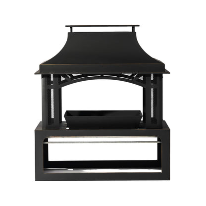Alora 40-Inch Outdoor Steel Wood-Burning Backyard Fireplace Fire Pit (SAK45758)