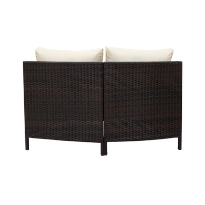 Alora Premium 5-Piece All-Weather Half-Moon Outdoor Rattan Wicker Patio Sectional Sofa Furniture Set With Tempered Glass Table (SAK32615)