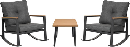 Outdoor Rocking Bistro Set with Thick Cushions