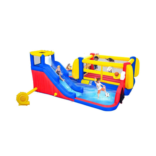 7-in-1 Inflatable Water Park with Slide, Pool, And Bounce House