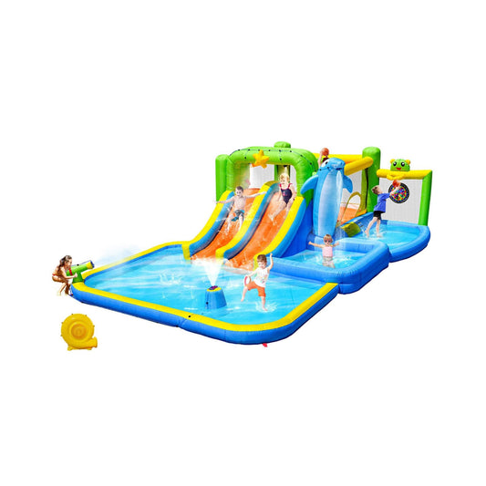 9-In-1 Inflatable Bounce House With Pool, Sprinkler, And Water Gun