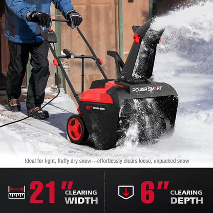 21'' 15A Single Stage Electric Snow Blower w/ LED Light DB7521
