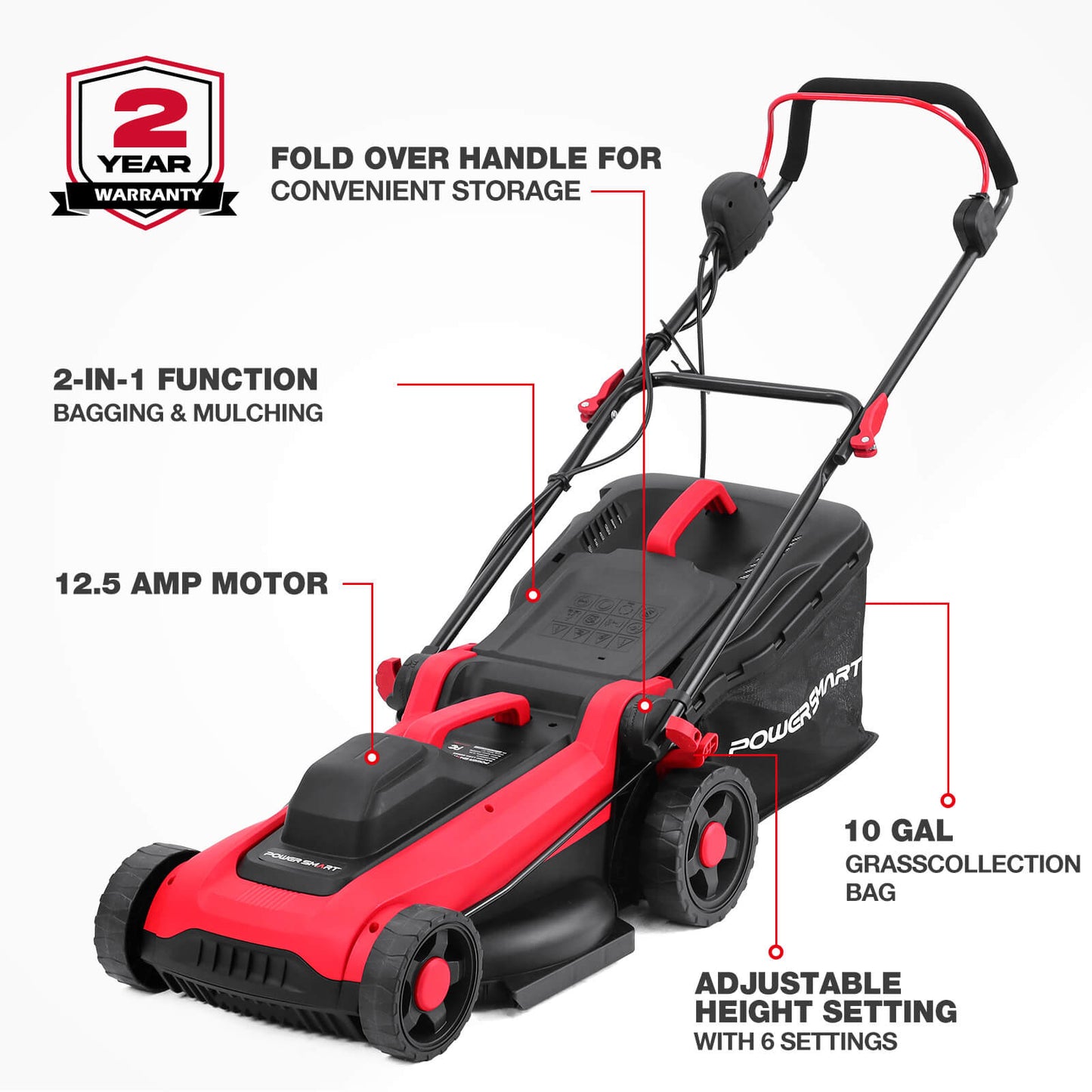 14" 15Amp Electric Corded Push Lawn Mower DB8015