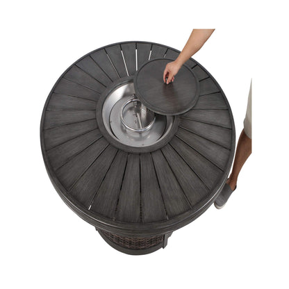 Alora 52-Inch Propane Fire Pit Wicker Table With Aluminum Top (SAK28510)