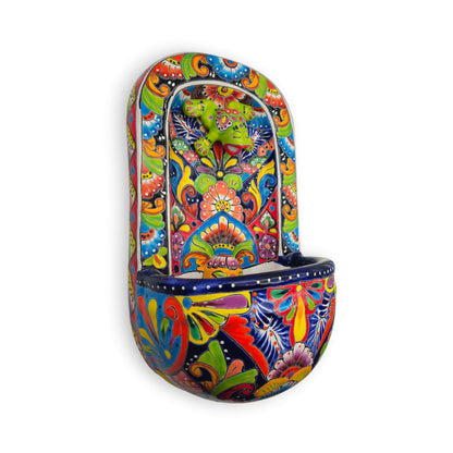 Colorful Talavera Wall Fountain | Mexican Ceramic Water Feature