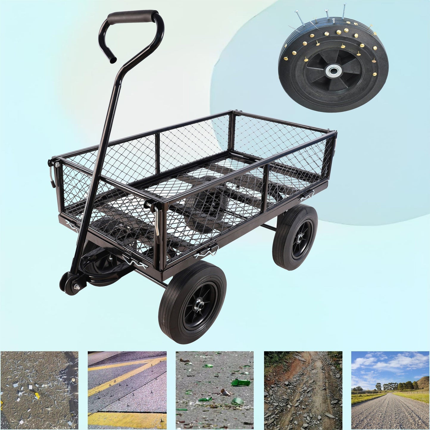 Solid Wheels Garden Cart Wagon