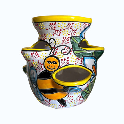Handmade Talavera Strawberry Pot | Bumble Bee Garden Planter