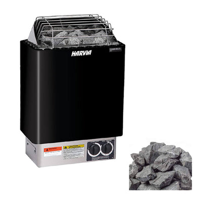 Harvia KIPB Wet Dry Electric Sauna Heater Stove With Built-In Controls & Sauna Stones (SAK47351)