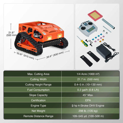 Heavy-Duty 9HP Commercial Remote-Controlled Gasoline-Powered Mower (SAK92146)