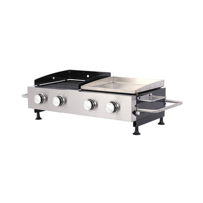 High Temperature 40K BTU 2-Burner Stainless Steel Plancha Combo Gas Grill