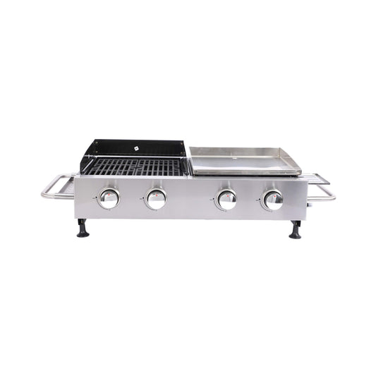 High Temperature 40K BTU 2-Burner Stainless Steel Plancha Combo Gas Grill