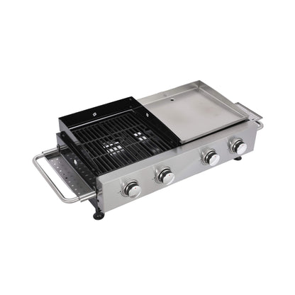 High Temperature 40K BTU 2-Burner Stainless Steel Plancha Combo Gas Grill