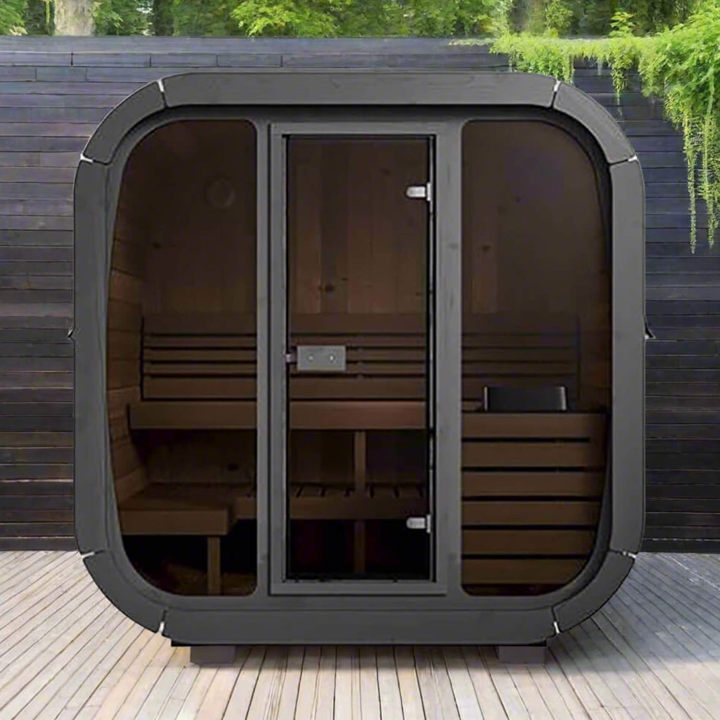 SaunaLife Model CL5G 4-Person Cube-Series Luxury Wooden Outdoor Home Sauna Kit [SL-MODELCL5G] (SAK91835)