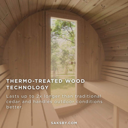 SaunaLife Model E6 Ergo Series 3-Person Thermo-Spruce Backyard Sauna Barrel [SL-MODELE6] (SAK38572)