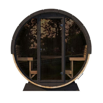 SaunaLife Model EE8G Ergo Series 6-Person Outdoor Sauna Barrel With Tempered Glass Front [SL-MODELEE8G] (SAK95812)