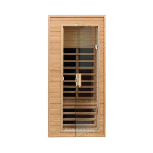 Thermora Elara Premium 1-Person Indoor Low EMF FAR Infrared Heat Hemlock Wood Personal Home Spa Sauna, 1200W (SAK27463)
