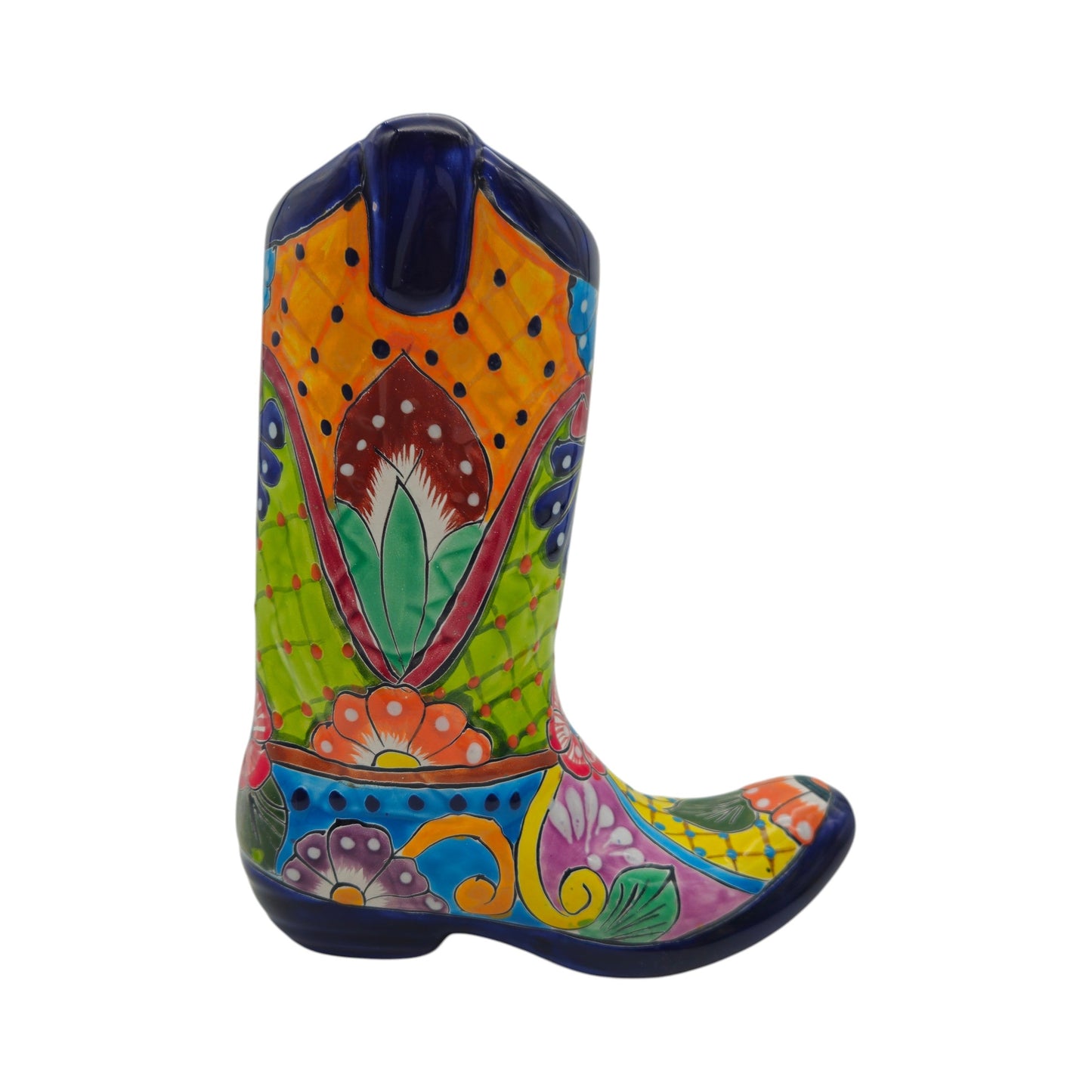 Talavera Boot Planter | Hand-Painted Floral Design