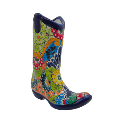 Talavera Boot Planter | Hand-Painted Floral Design