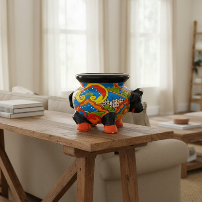 Talavera Cow Planter | Handmade Mexican Pottery for Home & Garden