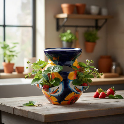 Talavera Strawberry Planter | Sunflower Lily Design